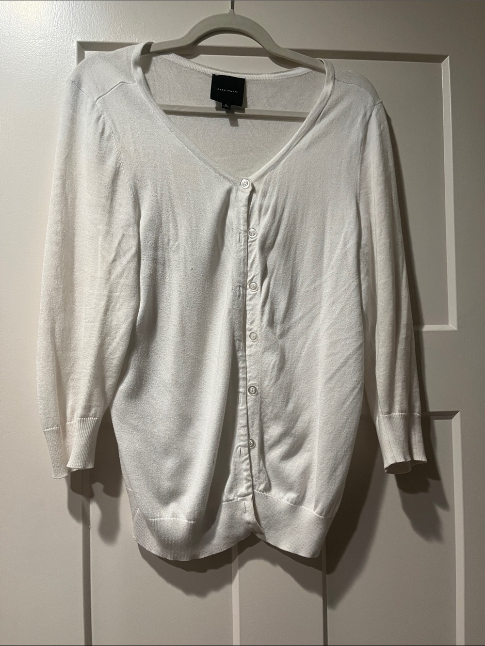 Alex Marie White V-Neck Button Cardigan
